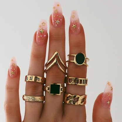 Boho Crystal Stone Geometric Figure Rings