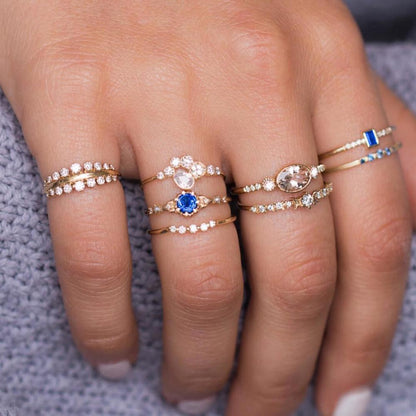 Boho Crystal Stone Geometric Figure Rings