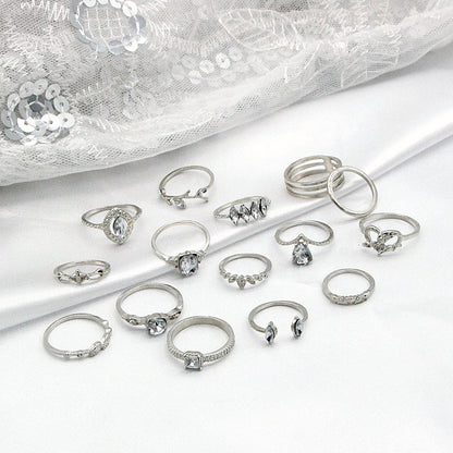 15pcs Bohemian Style Ladies Metal Joint Ring Set