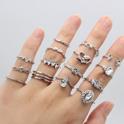 15pcs Bohemian Style Ladies Metal Joint Ring Set