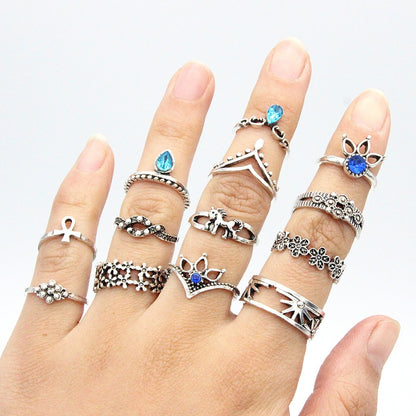 40 Styles Retro Boho Midi Knuckle Ring Set For Women Crystal