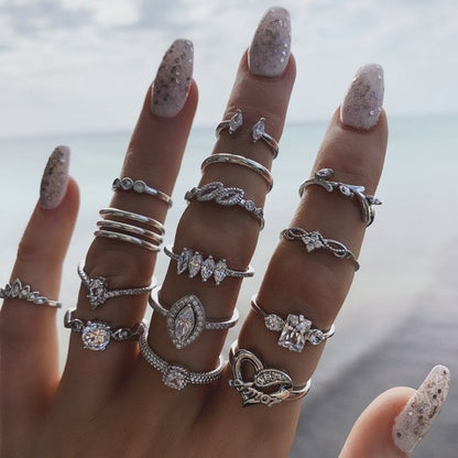 15pcs Bohemian Style Ladies Metal Joint Ring Set